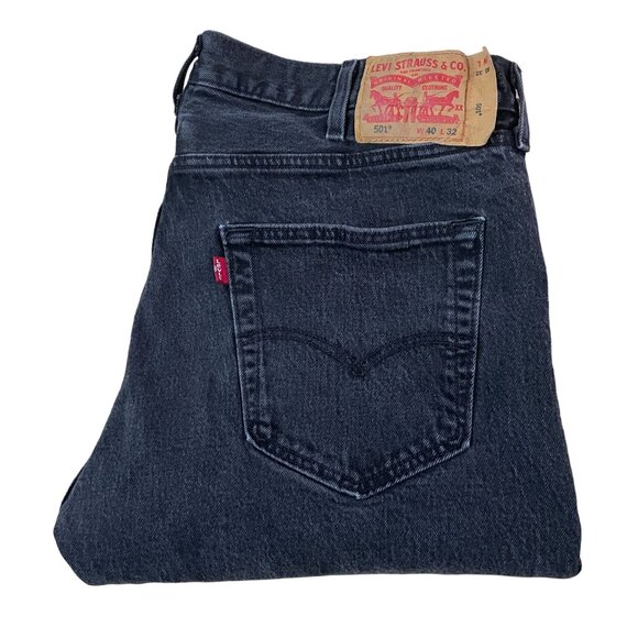 Levi's 501 Jeans Men's Size 40x32 Black Denim Classic Original Fit Button Fly - Picture 1 of 7